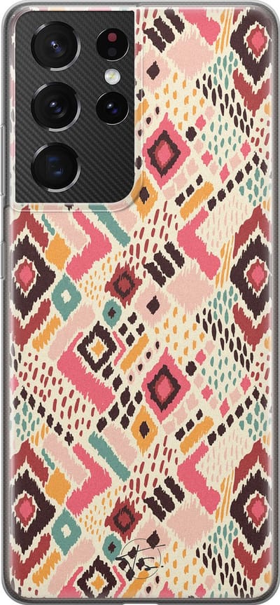 Hoesje geschikt voor Samsung Galaxy S21 Ultra - Boho vibes - Soft Case - TPU - Print - Multi - Mooie Telefoonhoesjes