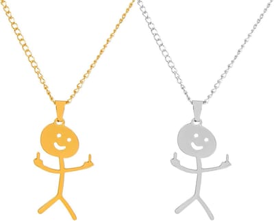 Vriendschapsketting met middelvinger, handgemaakte sieraden, gepersonaliseerde ketting, uniek cadeau voor mannen en vrouwen, roestvrij staal, grappige accessoires
