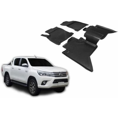 SCOUTT Tapis de sol 3D Toyota Hilux depuis 2015 - Caoutchouc Premium - Résistant à l'eau - Sur mesure noir