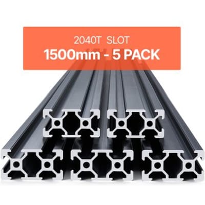VEVOR 5-delige set van 1500 mm aluminium profielen met T-groeven, 2040 aluminium extrusieprofiel, geanodiseerde lineaire rail volgens Europese normen, sleufprofiel voor 3D-printers, CNC-machines, doe-het-zelfprojecten, lasergraveren, zwart