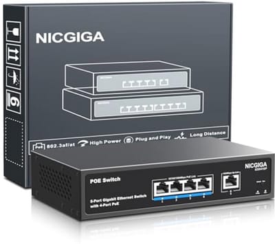 Gigabit PoE-switch met 4 poorten en 78W Power over Ethernet