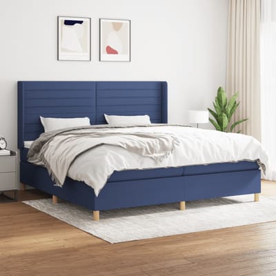 vidaXL - Boxspring - met - matras - stof - blauw - 200x200 - cm