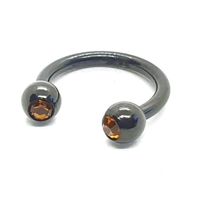 Zwart Met Steentjes - Neus / Septum / Helix Piercing