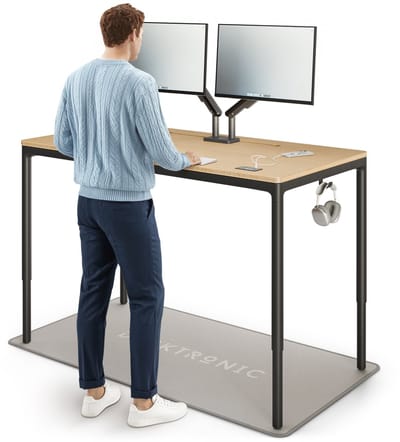 Desktronic HomeMax Zit-sta Bureau Elektrisch In Hoogte Verstelbaar, 160x80 cm Bamboo/Zwart, Stille Vier Motorsysteem, Hoogte 74-119cm