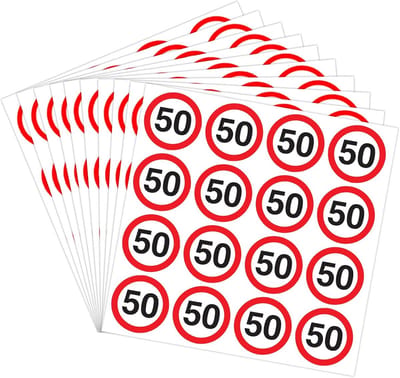 Birthday Stickers, 160 Pieces Road Signs 50th Birthday Decoration Stickers, 50th Birthday Man Woman, Birthday Stickers - ShopVlot