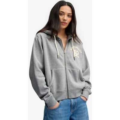 Superdry Athletic Essentials Relaxed Crop Sweatshirt Met Rits Grijs L Vrouw