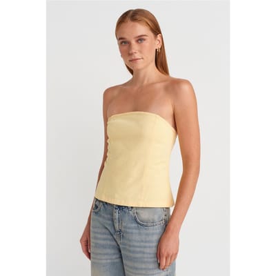 Strapless Getailleerde Peplum Blouse