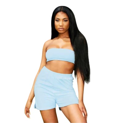 Missy Empire Dames/Dames Velours Bandeau Crop Top (Lichtblauw)