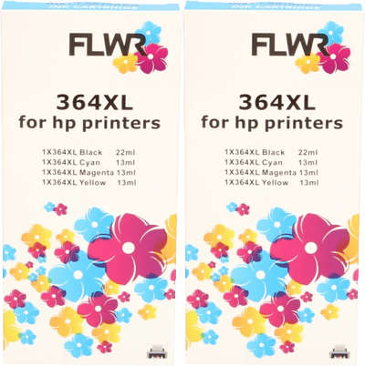 FLWR HP (2X) 364XL Multipack zwart en kleur (Huismerk (compatible))