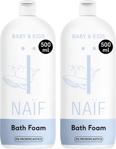 Naïf - Verzorgende Badschuim - Voordeelset - Baby's & Kids - Natuurlijk - Mild - Verzachtend - 2x500ml