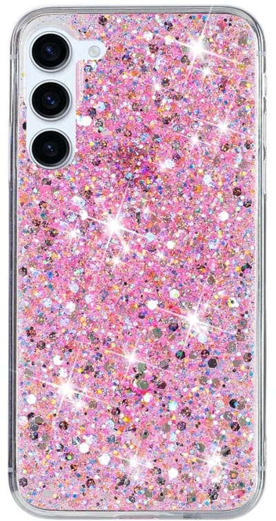 Voor Samsung Galaxy S24+ 5G transparant frame glitter poeder TPU telefoonhoesje (roze)