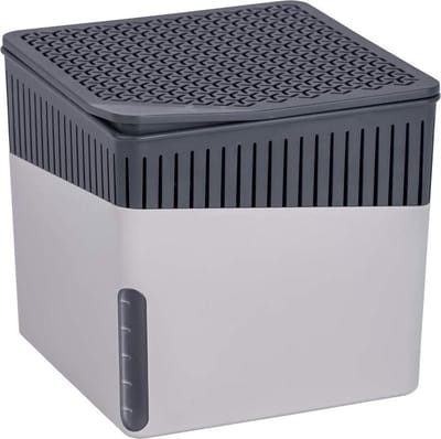 WENKO Luchtontvochtiger 1,6 Liter 16,5x15,7cm Grijs kunstof - Inclusief 1 vochtvreterblok - Vochtvreter zonder electra - Voor woonruimtes, campers, caravans