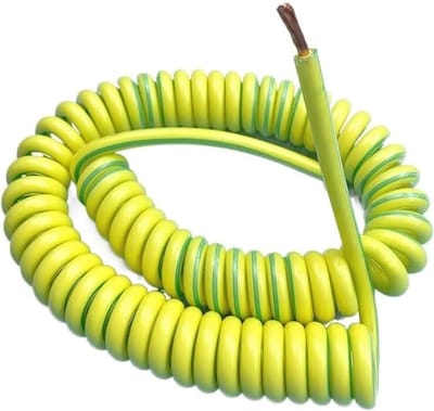 Telescopische Spiraalkabel - Veerspoel Kabel - Verlichting Aansluiten - Vlamvertragend PU Materiaal - 2 meter - Geelgroen