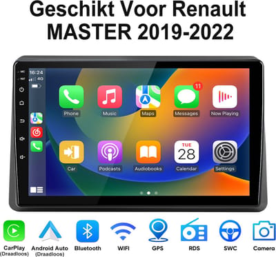 Junsun Android 15 Autoradio Geschikt Voor Renault MASTER 2019-2022 - 2GB+64GB - Draadloze CarPlay & Andriod Auto - Bluetooth - GPS Multimedia Navigatiesytem - 10-inch HD Touchscreen - WIFI - FM - RDS - Quad-core processor