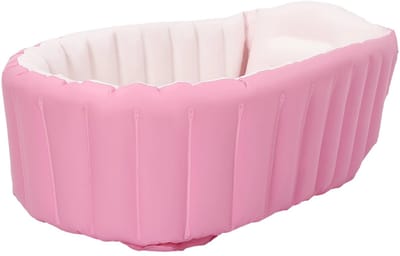 M-Goods Opblaasbaar Babybadje - Baby Bad Set met Pomp en Reparatieset - Draagbaar Babybad 0-3 Jaar - Roze