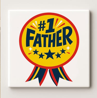 #1 Vader Keramische Tegel – 15x15cm Beste Papa Award Ontwerp, Perfect Vaderdag Cadeau & Woondecoratie