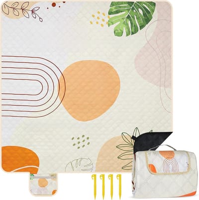 Famanu – Waterdichte picknickdeken - 200 x 200 cm - draagbaar - picknickmat - strandmat - zandvrij - machinewasbaar - geïsoleerd - ideaal voor strand - picknick - camping (geel)