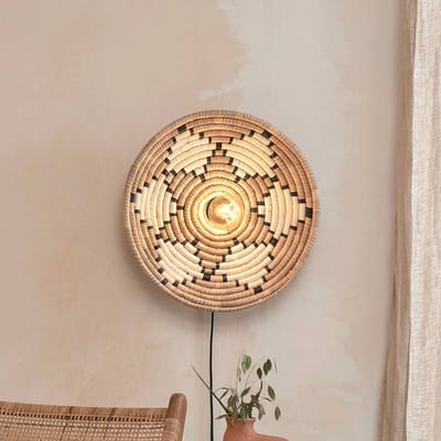 Good & Mojo Good &amp; Mojo Andros wandlamp, naturel/wit, stekker, Ø 45 cm