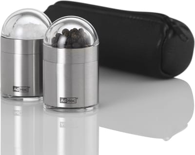 Adhoc - Peknick To Go Peper- en Zoutmolen Set van 3 Stuks - Roestvast Staal - Zilver