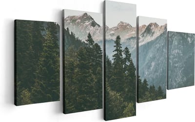 Artaza Canvas Schilderij Vijfluik Bos Met Bomen In De Bergen - 100x50 - Foto Op Canvas - Canvas Print