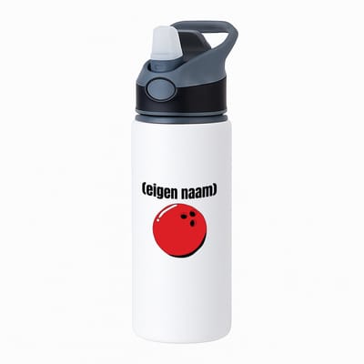 Hacebo® - bowlingsbal met eigen naam waterfles met rietje zwart - Bowlen - bowlers - iemand die houdt van bowlen - verjaardag - cadeau - kado - water fles - 650ML