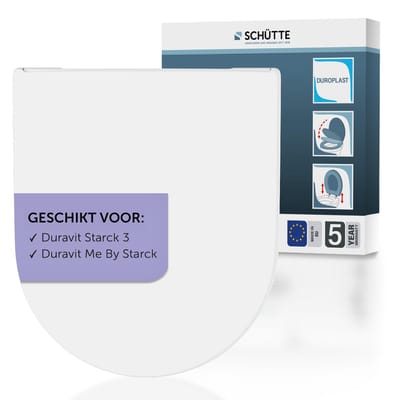 SCHÜTTE WC-Bril 82815 PRO 8 - D-vorm - Valrem - Afneembaar - Geschikt voor Duravit STARCK 3, Duravit ME BY STARCK - Belastbaar tot 250 kg