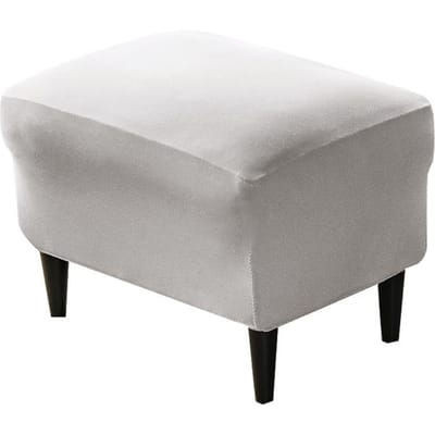Housse de repose-pieds élastique, housse anti-poussière rectangulaire en tissu nordique, protection de chaises souples pour la décoration de la maison du salon 1 Piece gris clair
