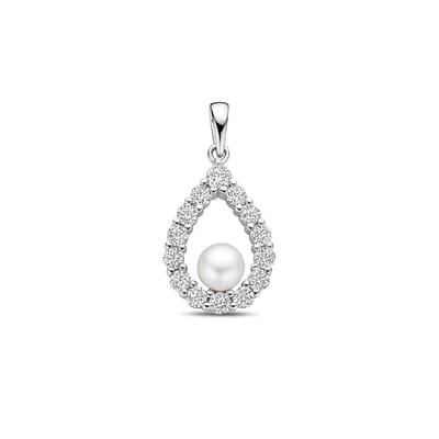 zilver gerhodineerd hanger parel en zirkonia 26 mm 1339810