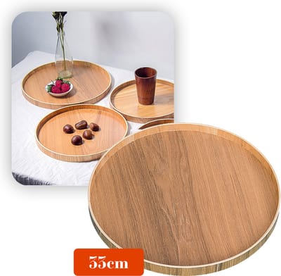 MIRO® Houten Dienblad Rond - Decoratieve Dienbladen - Serveerblad - Sierblad - 33CM - Bruin