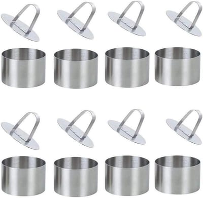 Ronde Bakringen - Mousse Ringen Taartvorm - Desserts Maken - Roestvrij Staal - 8 cm x 4 cm - Zilverkleurig