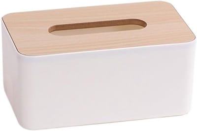 Tissue box-Vochtig toiletpapier-Grote papierbak toiletpapier houder- Doos met vochtige doekjes - tissuehouder - Houten deksel - vochtige doekjes met deksel en opbergdoos （Wit-21*13）