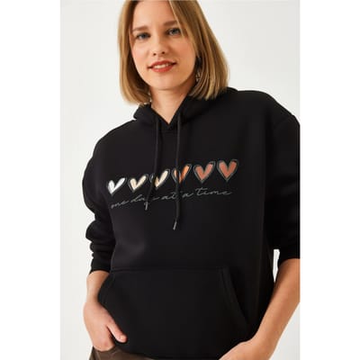 Hooded Katoenen Motto Hoodie met Pocket