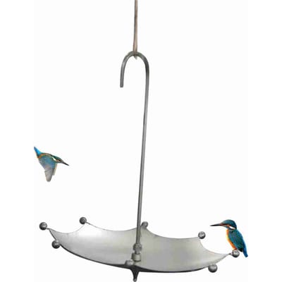 Auge à oiseaux en forme de parapluie Mangeoire à oiseaux extérieure rétro rouillée Bain d'oiseaux Plateau mangeoire à oiseaux suspendu pour gray