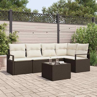 vidaXL - Tuinbank - Set - 6 - st - Bruin - en - Crème - poly - rattan