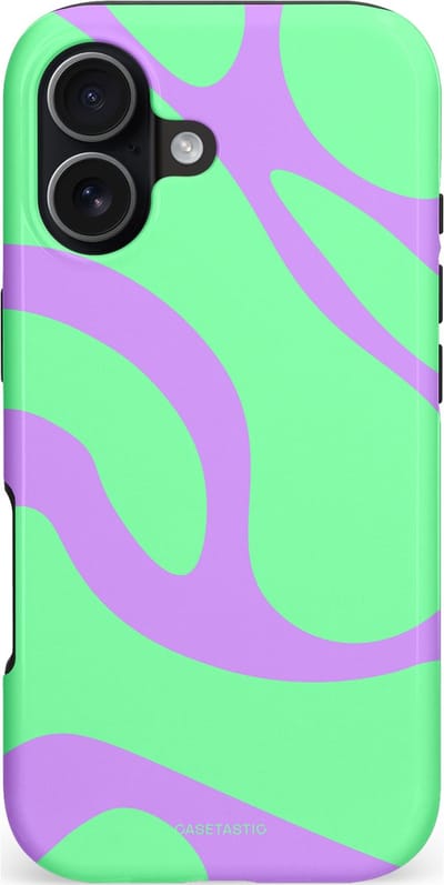 Casetastic hoesje geschikt voor Apple iPhone 17 - MagSafe - Dubbellaagse bescherming - Pastelgolven Mint-Lila - Fashion Case - Groen Lavendel