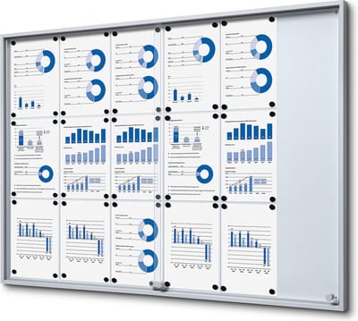 Vergrendelbaar Notitiebord met Schuifdeuren Slim 18x A4 - Syna SCSLG18XA4 - Horeca & Professioneel