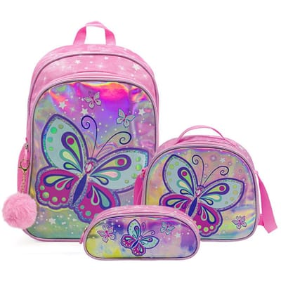 Rugzakken voor Meisjes voor School Cartoon Vlinder Boekentassen Kinderen Nylon Schoudertas Kinderen Schoudertassen Mochilas Escolares Primaria pink