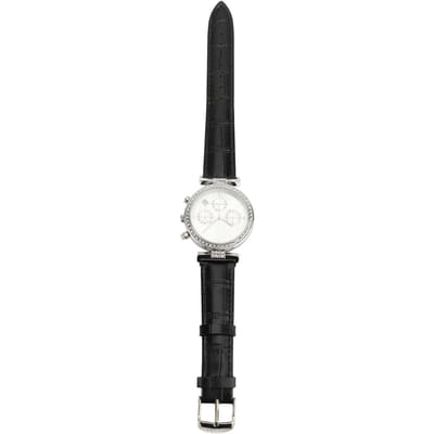Dameshorloge Strass Decoratie Waterdicht Leren Band Ronde Wijzerplaat Mechanisch Horloge voor Buiten white
