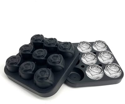 IJsblokjesvorm siliconen Rose ijsblokjesvorm 9 stuks ijsblokjes met deksel ronde ijsblokjeshouder, Freezy Balls voor cocktail whisky