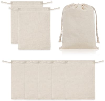 Dailygoods - OFFCUP 8 stuks katoenen trekkoordzakjes, 20x30 cm (7,87×11,81 inch), zak, canvas trekkoordzakjes, stoffen cadeauzakje, sieradengunst voor snoep, bruiloft, Valentijnsdag, kerst, DIY-knutselwerkje