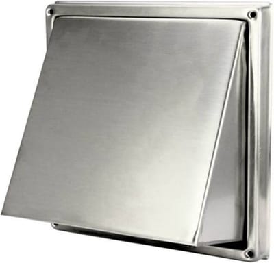 DEC International RVS gevelrooster Ø 125 mm met schuine kap en terugslagklep (hoge doorlaat) - D5G125