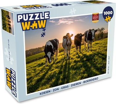 Puzzel Koeien - Zon - Gras - Dieren - Boerderij - Legpuzzel - Puzzel 1000 stukjes volwassenen