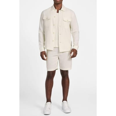 GUESS  Eco Fletcher Linen Over Pearl White Multi Größe: M | Casual hemden Outlet | Herren | Weiß