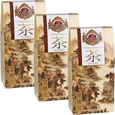 BASILUR Chinese Black Tea - Pu Erh Tea Chinees Rood Thee met Rookachtige Smaak en Aroma 100 g