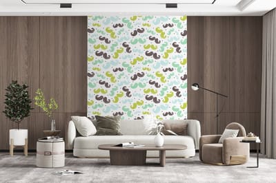 Behang - Fotobehang Patronen - Snor - Kleuren - Jongens - Kinderen - Kids - Jongetje - Breedte 165 cm x hoogte 220 cm