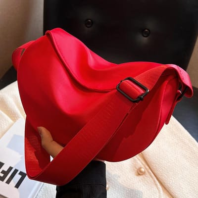 Canvas Tas Dames Nieuwe Rode Kleine Dumpling Tas Effen Kleur Eenvoudige Enkele Schouder Crossbody Tas red