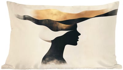 Sierkussens - Kussentjes Woonkamer - 60x40 cm - Vrouw - Golven - Zwart