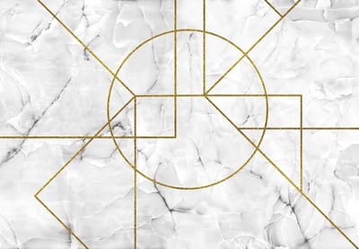 Fotobehang - Vlies Behang - Grijs Marmer met een Gouden Geometrisch Motief - 368 x 254 cm