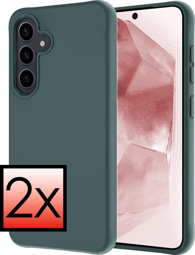 Hoesje - 2 Stuks - Geschikt voor Samsung Galaxy A55 - Sterk & Shockproof - Case Siliconen - Back Cover - Telefoon Hoes - Donkergroen