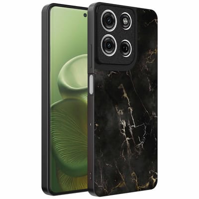 Geschikt voor Motorola Edge 60 Telefoonhoesje met marmer opdruk - TPU backcover case black marble design - Zwart - Smartphonica geschikt voor Motorola Edge 60